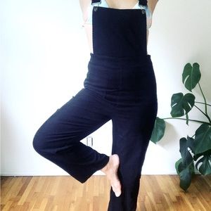 Black 70’s courduroy overalls with front pockets